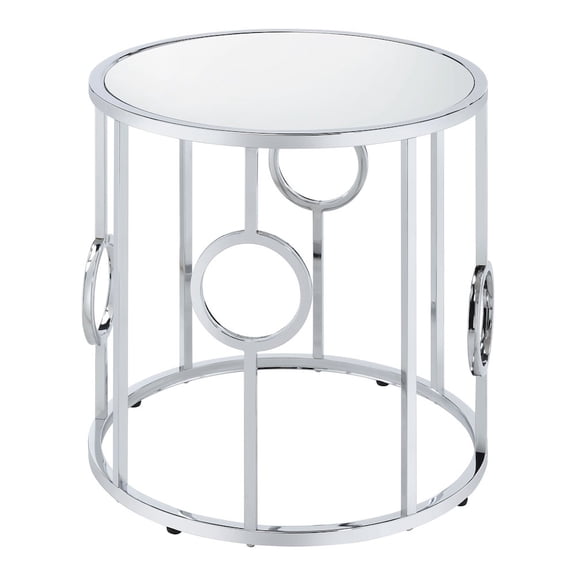 ENITIAL STAR Harper Contemporary Metal Round End Table in Chrome