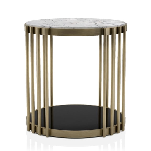 ENITIAL STAR Kual Contemporary Metal 1-Shelf End Table in Brass