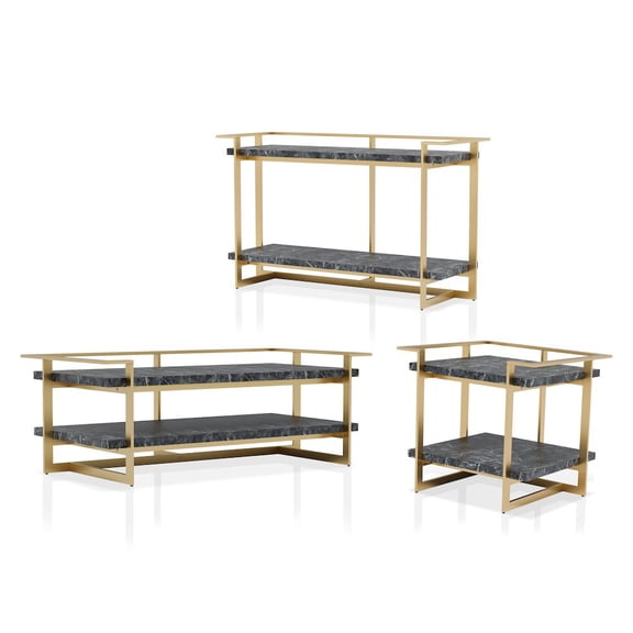 ENITIAL STAR Meliman Metal 3-Piece Coffee Table Set in Gold and Black