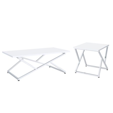 ENITIAL STAR Mergo Contemporary Metal 2-Piece Coffee Table Set in White