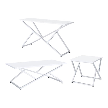 ENITIAL STAR Mergo Contemporary Metal 3-Piece Coffee Table Set in White