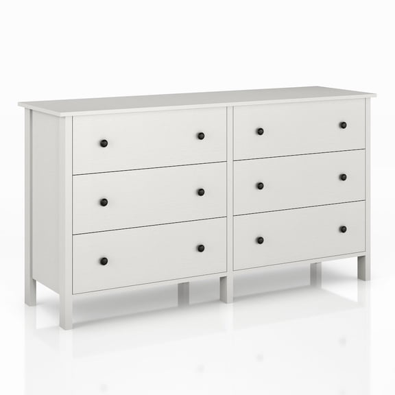 ENITIAL STAR Reyes Rustic Wood 6-Drawer Dresser in White