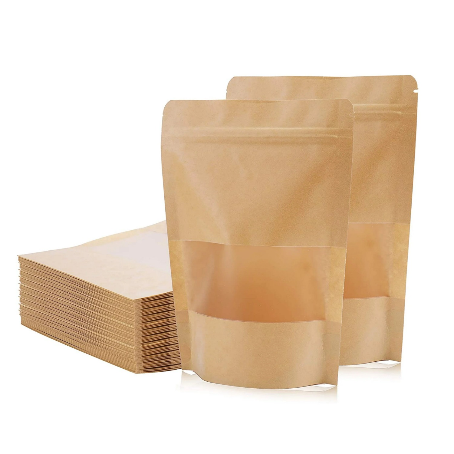 ENIYUU 100 Pack 4.7 x 7.8 Inch Kraft Paper Bags with Resealable Lock ...