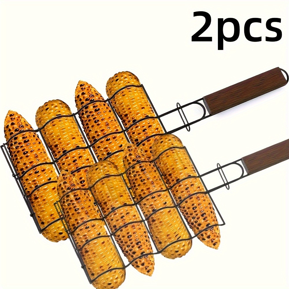 ENIYUU 2Pack BBQ Corn Grilling Baskets & MultiUse Barbecue Turners