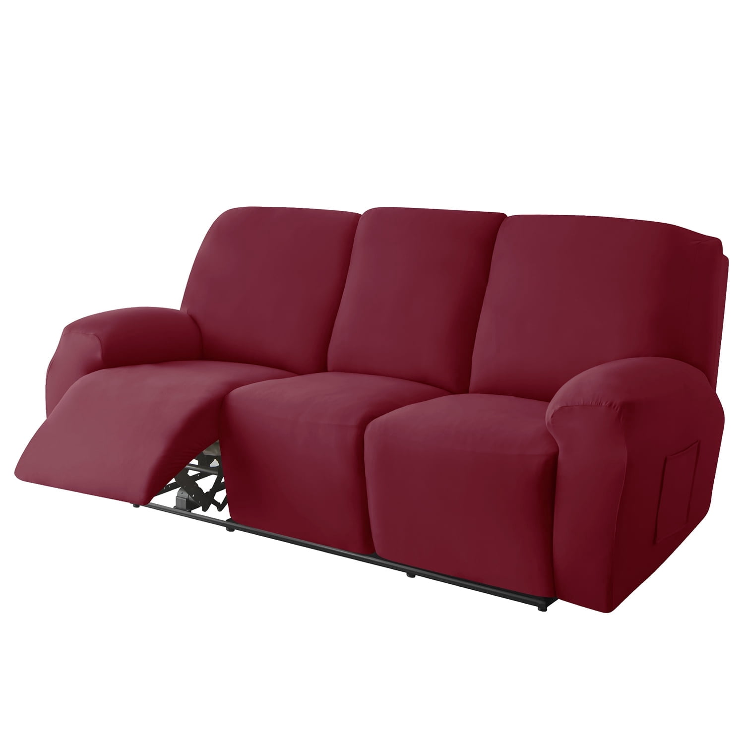 ENIYUU 8-Piece Velvet Sofa Slipcover Set - Luxurious Machine Washable Stretchy Recliner Chair Covers with Side Pocket for 3-Cushion Reclining Couch - Ultimate Furniture Protection and C