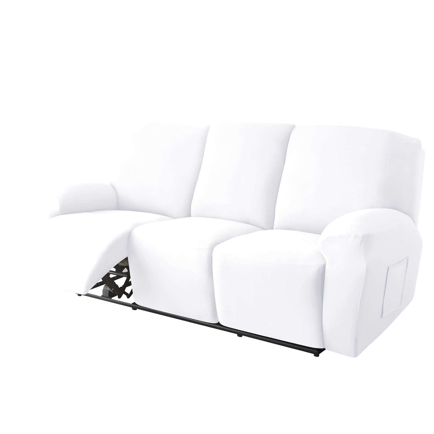 ENIYUU 8-Piece Velvet Sofa Slipcover Set - Luxurious Machine Washable Stretchy Recliner Chair Covers with Side Pocket for 3-Cushion Reclining Couch - Ultimate Furniture Protection and C