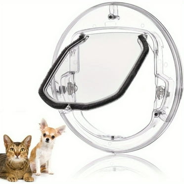 ENIYUU Large Round Transparent Cat Flap Door with 4-Way Lock for Cats and Dogs - Durable PP Material Fits Windows and Sliding Glass Doors