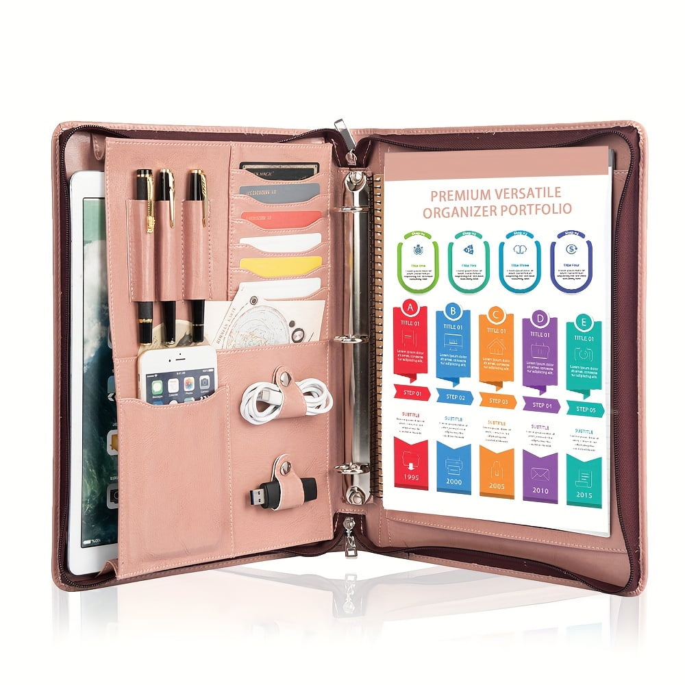 ENIYUU Pink Vegan Leather Portfolio - ENIYUU Pink Vegan Leather Portfolio Binder 3 Ring Business Folder Resume Zippered Padfolio A4 Letter Size Notepad Holder Document Organizer Workfolio 0df1cb04 4f38 4251 B099 C49a2381898c.547d900f4d4b9473874c84e62736f39d 