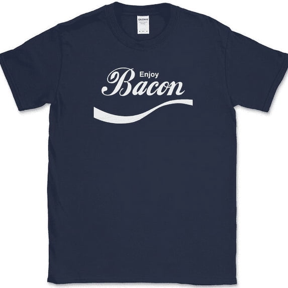 ENJOY BACON T-Shirt Funny Pork BBQ Grilling Meat Humor Text Tee - Navy, 3XL