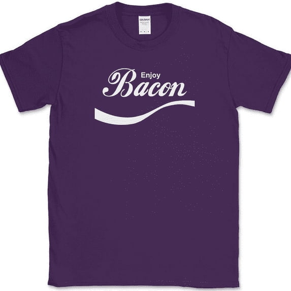 ENJOY BACON T-Shirt Funny Pork BBQ Grilling Meat Humor Text Tee - Purple, 2XL