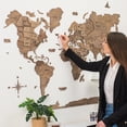 thumbnail image 1 of Enjoy The Wood 3D Wood World Map Wall Art Large Wood Wall Décor Housewarming Gift Idea Wood Wall Art World Travel Map for Home & Kitchen or Office (M, Terra), 1 of 6