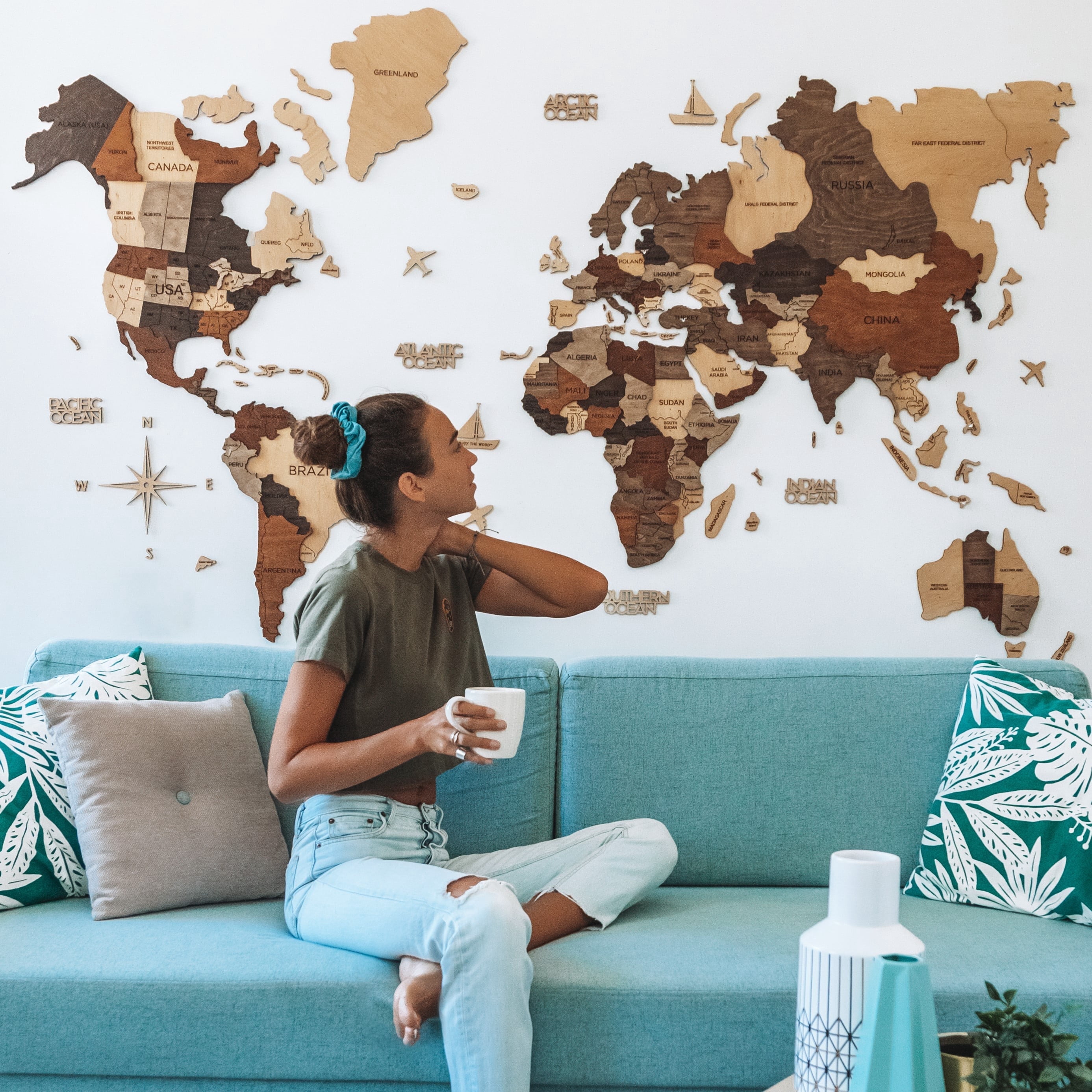 Enjoy The Wood 3D Wood World Map Wall Art Large Wood Wall Décor