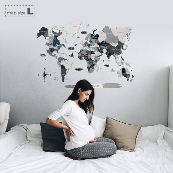 Enjoy The Wood 3D Wood World Map Wall Art Large Wood Wall Décor Housewarming Gift Idea Wood Wall Art World Travel Map for Home & Kitchen or Office (XL, Nordic)