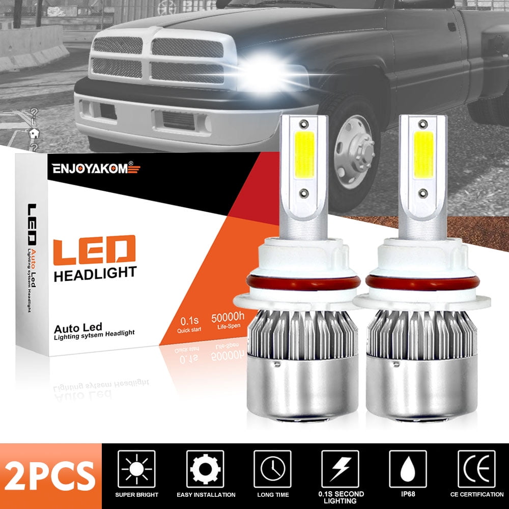 ENJOYAKOM 2pcs 9004 LED Headlight Bulbs  for Dodge Ram 1500 1994-2001 6000K White High Low Beam