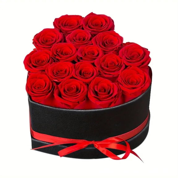 ENJOYPRO 16 Preserved Flower in Heart Shape Box, Forever Real Rose for Valentine's Day, Mother's Day, Christmas, Wedding, Anniversary, Birthday Gifts for Her, Him, Mom, Wife Y101