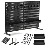 Pegboard,ENJOYWOOD 23.5 x 16.5 inch Plastic Peg Board Set,Freestanding Desktop Toolboard With Hooks and Shelfs for Office Home Gaming Room Storage Organizer,Black