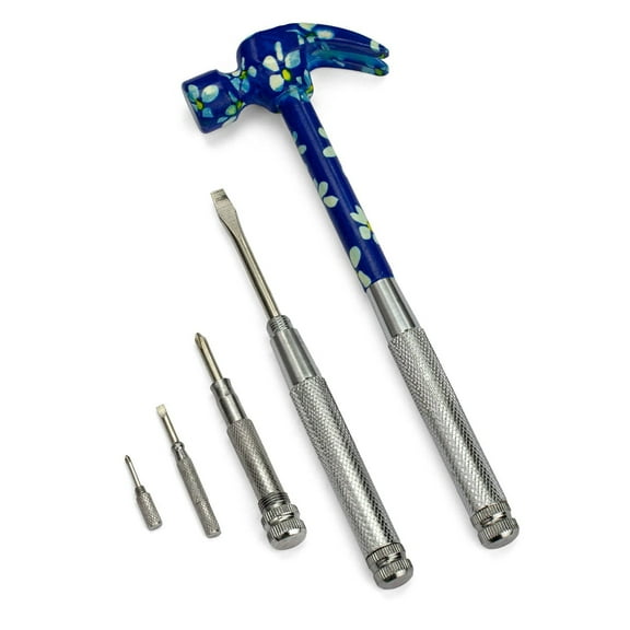 ENKAY - 6 in 1 Flower Hammer & Screwdriver (Pattern 4) Multifunction Claw Hammer Tool with Floral Print