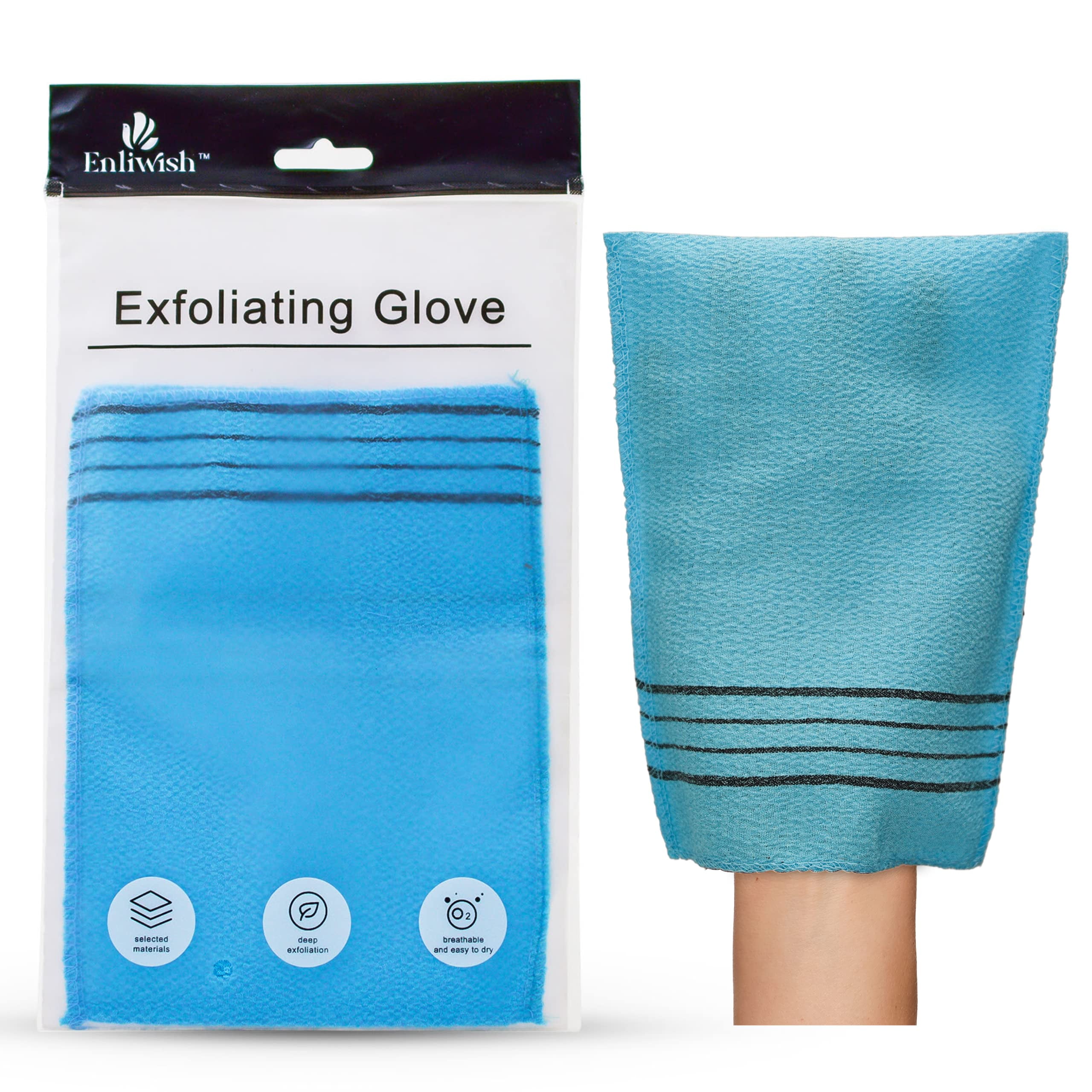 ENLIWISH Korean Beauty Skin Exfoliating Bath Scrub Gloves 2Pcs Bath