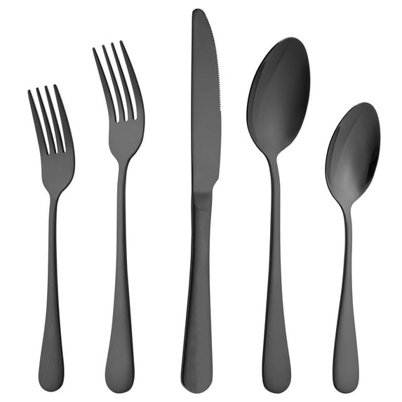 ENLOY 20 Piece Silverware Set Stainless Steel Flatware Cutlery Set Knife Fork Spoon Service for 4 Black