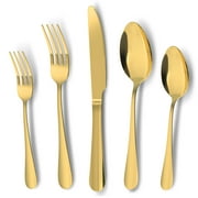 ENLOY 20 Piece Silverware Set Stainless Steel Flatware Cutlery Set Knife Fork Spoon Service for 4 Gold