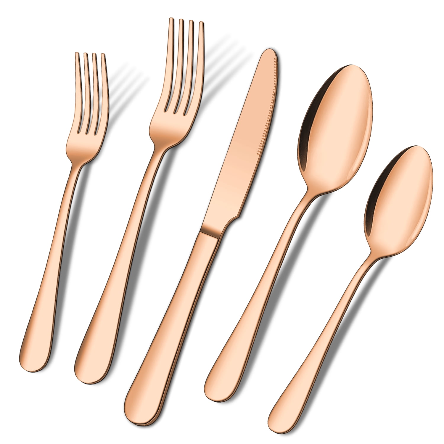 ENLOY 20 Piece Silverware Set Stainless Steel Flatware Cutlery Set Knife Fork Spoon Service for 4, Rose Gold