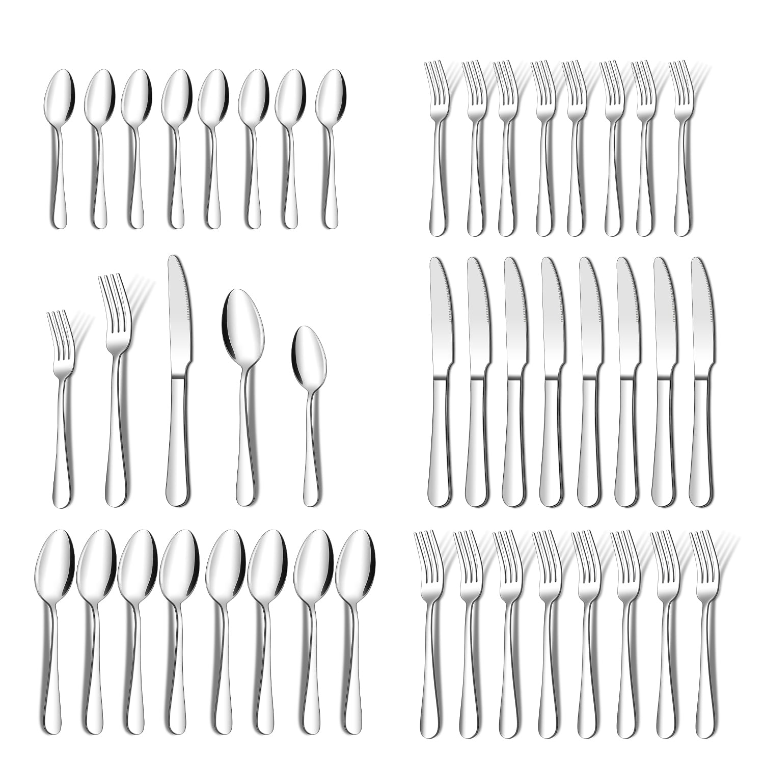 ENLOY 40 Pieces Silverware Set Stainless Steel Flatware Set, Kitchen Cutlery Knives Spoons Forks Service for 8