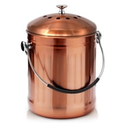ENLOY Compost Bin, Stainless Steel 1.3 Gallon Indoor Compost Bucket for Kitchen Countertop with Carrying Handle, Easy to Clean(Matte Copper)