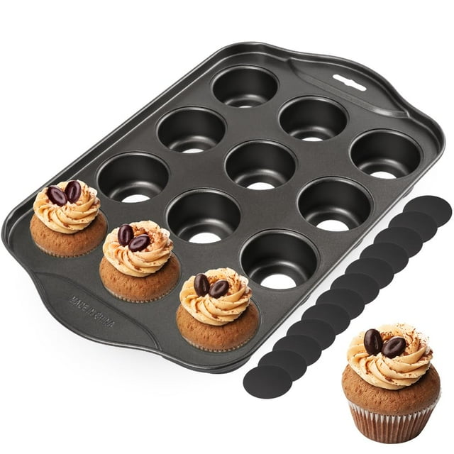 ENLOY 12Cavity Mini Muffin Pan, Premium Carbon Steel Baking & Cupcake