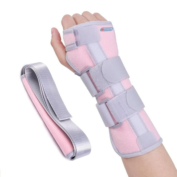 ENLUNTRA Carpal Tunnel Wrist Brace Night Support for Right Hand Wrist Splint with Replaceable Splints and Sling Pink