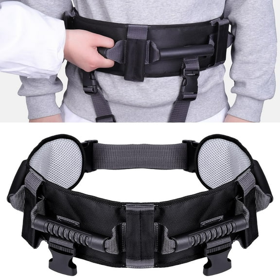 ENLUNTRA Gait Belts Transfer Belts for Seniors with 7 Handles and Detachable Leg Strapsblack