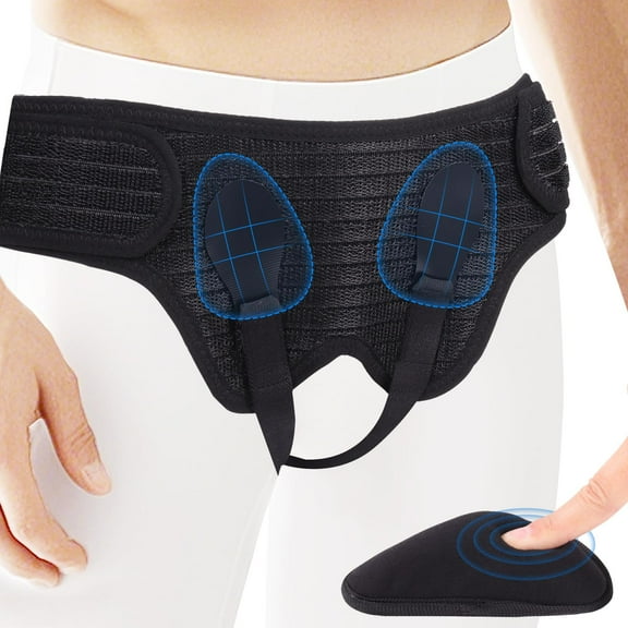 ENLUNTRA Hernia Belt for Men & Women - Single/Double Inguinal Support Belt with 4 Removable Compression Pads, Groin Hernia Support Truss Underwear Briefs, Hernia Support Truss (Medium)