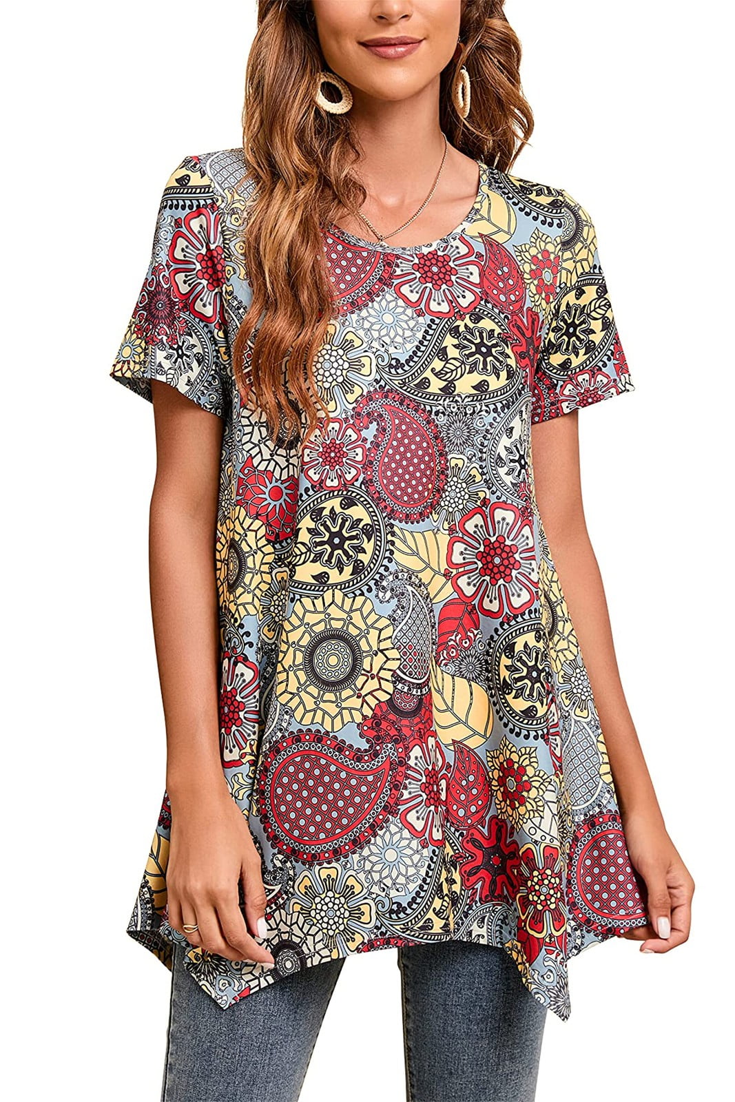 Xyxonk Plus Size T Shirts For Women Dressy Casual Going Out Tees Short Sleeve Crew Neck Basic Solid Color Blouses Spring Summer Trendy Tunics Light Purple 4x