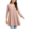 thumbnail image 1 of ENMAIN Women's Blouses 3/4 Sleeve Pink Shirts Solid Color Tunic Tops Casual Plus Size Clothing M, 1 of 8
