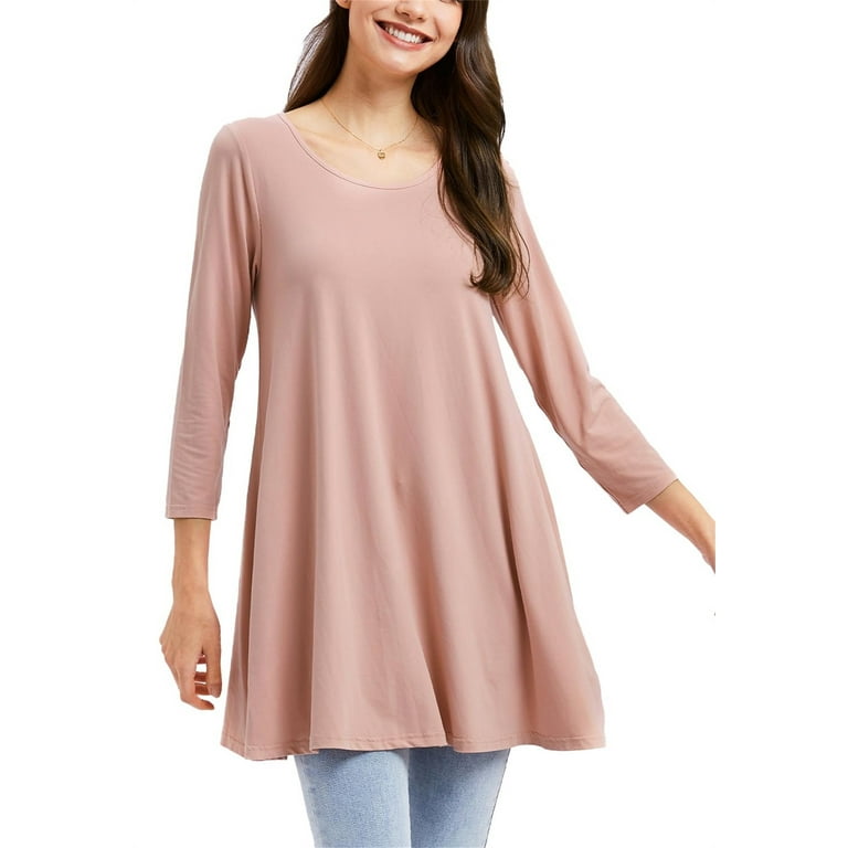 Fashion Solid Color 3/4 Sleeve Plus Size Casual Dress Fashion Solid Color 3/4 Sleeve Plus Size Casual Dress
