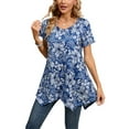 thumbnail image 1 of ENMAIN Women Plus Size Tunic Tops Short Sleeve Blouses Loose Fit Dressy Casual Summer Shirts Blue 3XL, 1 of 8