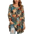 thumbnail image 1 of ENMAIN Women Top 3/4 Sleeve Plus Size Tunic Tops to Wear with Leggings Orange Swing Flare Dressy 2XL, 1 of 7
