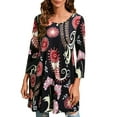 thumbnail image 1 of ENMAIN Women's Plus Size Tops 3/4 Sleeve Shirts Black Floral Blouses Tunic Top Wear with Leggings L, 1 of 8