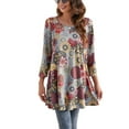 ENMAIN Women's Plus Size Tunic Tops 3/4 Sleeve Blouses Casual Grey ...