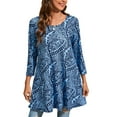 thumbnail image 1 of ENMAIN Plus Size Women Shirts 3/4 Sleeve Tunic Tops for Leggings Casual Blue Dressy Swing Blouses 2XL, 1 of 8
