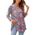 thumbnail image 1 of ENMAIN Women's 3/4 Sleeve Tops Casual Fall Shirt Plus Size Tunics to Wear with Leggings Pink Paisley, 1 of 8