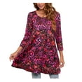 thumbnail image 1 of ENMAIN Womens Tunic Tops 3/4 Sleeve Plus Size Loose Fit Tunics Dressy Casual Red Floral Swing Top XL, 1 of 8