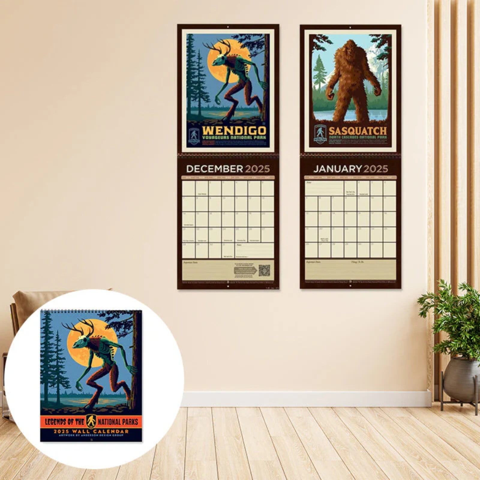 ENMJIAW 2025 Wall Hanging Calendar - Legends of the National Parks - 10x13 Large Wall Calendar - 12 Month Wall Calendar for Home or Office - 2025 Calendar for Planning and Organization