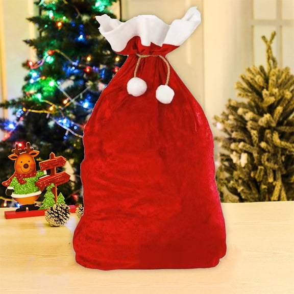 ENMJIAW Large(50X70CM) Christmas Santa Sack Red Velvet Xmas Gift Present Bag with Drawstring