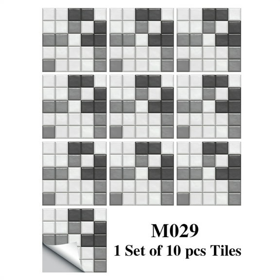 ENMJIAW Square Peel and Stick Backsplash for Kitchen 10pcs Mosaic Kitchen Backsplash Tile Peel and Stick Tiles Stick on Adhesive Backsplash Tile for Kitchen and Bathroom