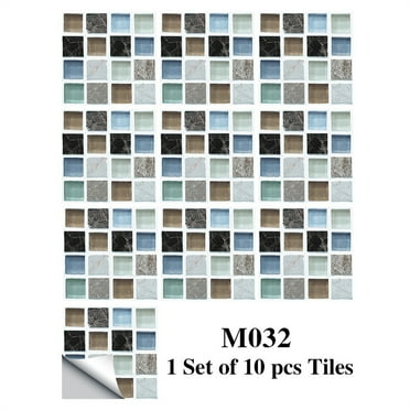 ENMJIAW Square Peel and Stick Backsplash for Kitchen 10pcs Mosaic Kitchen Backsplash Tile Peel and Stick Tiles Stick on Adhesive Backsplash Tile for Kitchen and Bathroom