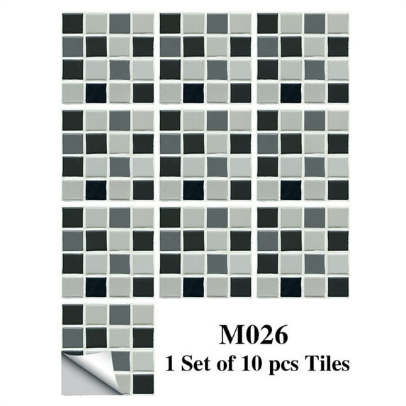 ENMJIAW Square Peel and Stick Backsplash for Kitchen 10pcs Mosaic Kitchen Backsplash Tile Peel and Stick Tiles Stick on Adhesive Backsplash Tile for Kitchen and Bathroom