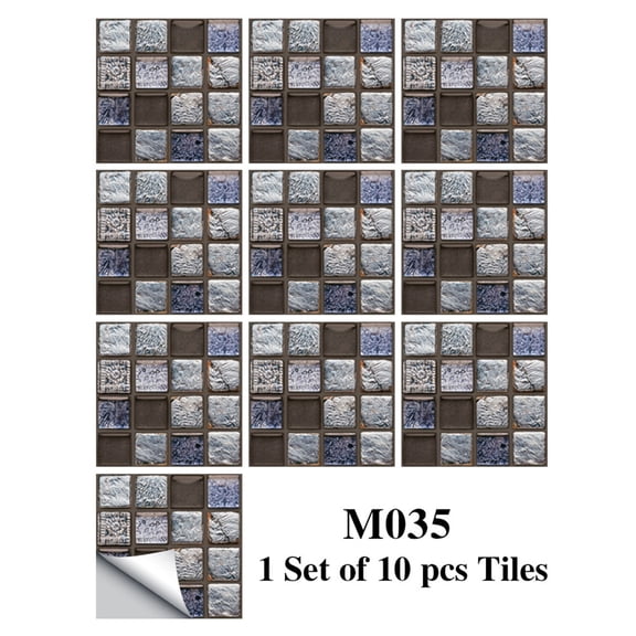 ENMJIAW Square Peel and Stick Backsplash for Kitchen 10pcs Mosaic Kitchen Backsplash Tile Peel and Stick Tiles Stick on Adhesive Backsplash Tile for Kitchen and Bathroom
