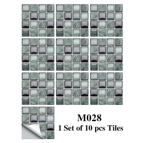 ENMJIAW Square Peel and Stick Backsplash for Kitchen 10pcs Mosaic Kitchen Backsplash Tile Peel and Stick Tiles Stick on Adhesive Backsplash Tile for Kitchen and Bathroom