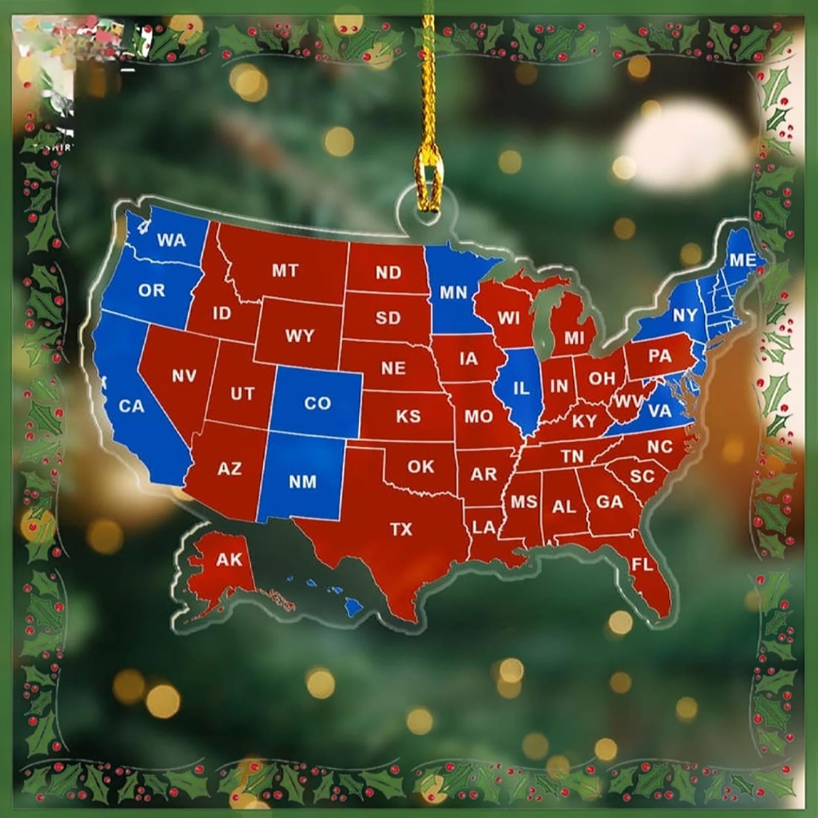 ENMJIAW US Presidential Election - ENMJIAW US Presidential Election Map 2024 Ornament Red And Blue United States Ornament Ideas US State Memor Hanging Acrylic Decor Election Results Ca 979f1336 22e4 41ea Bf09 Ce06cfee31e5.b73ed6b2f395b70482db75f55064f391 