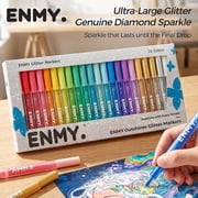 ENMY 24 Color Glitter Shimmer Acrylic Markers, Water Based Sparkle Paint Markers for Rock Painting, Scrapbooking, DIY Crafts for Kids & Art Beginners